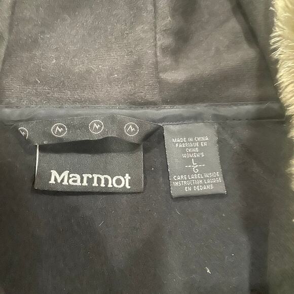 Marmot Women’s Large Black Faux Fur Long Sleeve Hooded Jacket - Picture 4 of 7